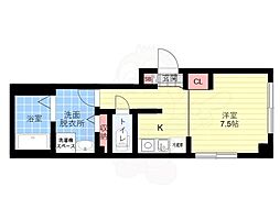 Flair京都五条烏丸 1Kの間取図画像