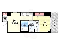 LW京都桜邸 1DKの間取図画像