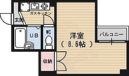 アモンドエル 1Kの間取図画像