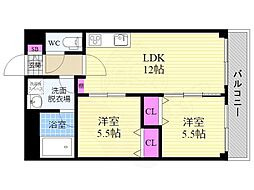 第2長栄マンション 2LDKの間取図画像