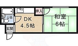ベルエール桃山A棟 1DKの間取図画像
