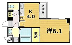 サザン桃山御陵 1Kの間取図画像