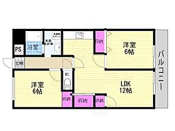 シロハイヌ向島 2LDKの間取図画像