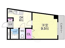 御室ガーデンハイツ 1DKの間取図画像
