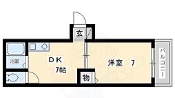 ラフィーネ四条堀川 1DKの間取図画像