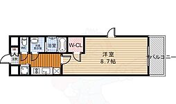 プレサンス京都鴨川 1Kの間取図画像
