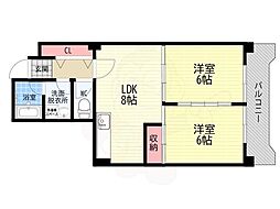 スペイシャス桂 2LDKの間取図画像