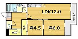 ビューハイツ京都山科 2LDKの間取図画像