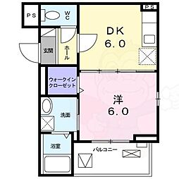 Foresta御所ノ内 1DKの間取図画像