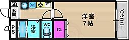 ヴィルヌーブ 1Kの間取図画像