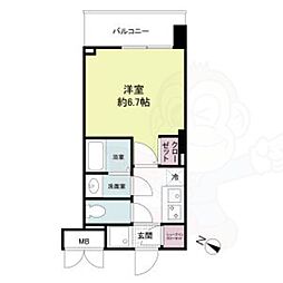 ブランシエスタ西京極 1Kの間取図画像