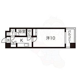 プラネシア星の子山科三条 1Kの間取図画像