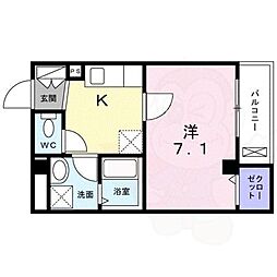 キャトル荒神 1Kの間取図画像