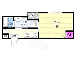オリエント五条坂 1Kの間取図画像