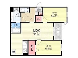 アメニティー・ノース 2LDKの間取図画像