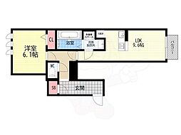 京都市西京区桂南巽町アパート 1LDKの間取図画像
