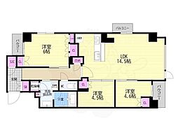 パラドール京都御所北室町邸 3LDKの間取図画像