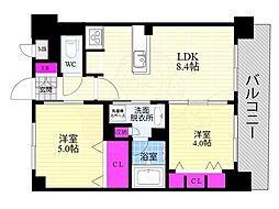 エステムプラザ京都河原町通2レジデンシャル 1SDKの間取図画像