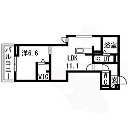 京都市伏見区景勝町アパート 1LDKの間取図画像