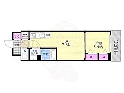ベラジオレガシー葛野大路八条 1DKの間取図画像