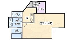 セントエルモ三条 1Kの間取図画像
