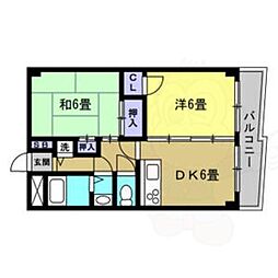 リアライズ金閣寺 2LDKの間取図画像