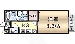 スタシオン東野・アクシスA 1Kの間取図画像