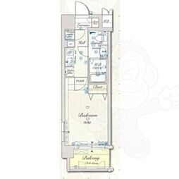 アクアプレイス京都聖護院 1Kの間取図画像