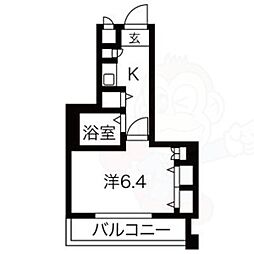 アルテハイム二条城 1Kの間取図画像