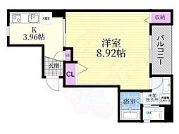 グランレブリー三条御幸町 ワンルームの間取図画像