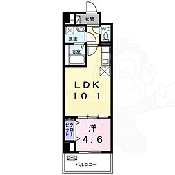 桂川サン・ライフ 1LDKの間取図画像
