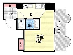 サンシティ烏丸 1Kの間取図画像