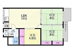 メガロコープ西陣1号棟 3LDKの間取図画像