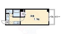 バインオークセント 1Kの間取図画像