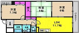 デルニエ向日町 3LDKの間取図画像