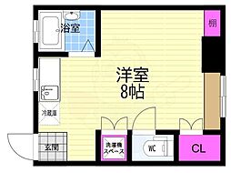 東山ハイツ ワンルームの間取図画像