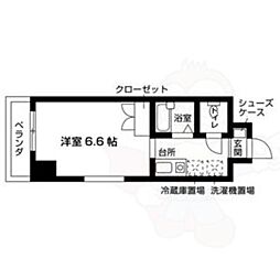 グランディール北白川 1Kの間取図画像