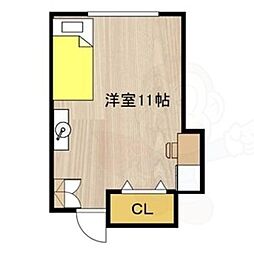レヴィア北白川 ワンルームの間取図画像