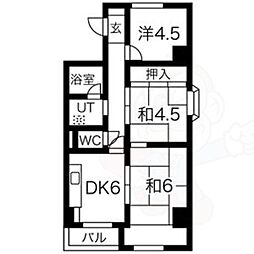 コスモ星の子ハイツ 3DKの間取図画像
