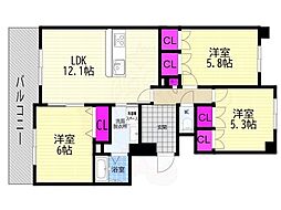 パインフィールド洛西 3LDKの間取図画像
