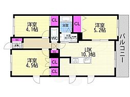 パインフィールド洛西 3LDKの間取図画像