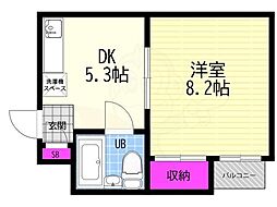 第2ヌヴェールハイツ 1DKの間取図画像