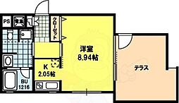 ララ・カーサ 1Kの間取図画像