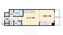 ICasa綾小路 1DKの間取図画像