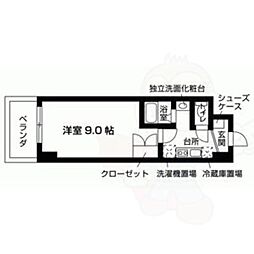 フローライト西院 1Kの間取図画像