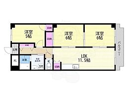シャトレ桂 3LDKの間取図画像