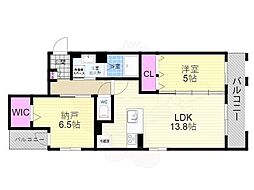 ベルフォーレ御所南 1SLDKの間取図画像