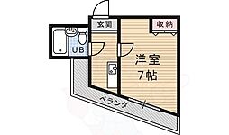 シティハウス丹波橋 1Kの間取図画像