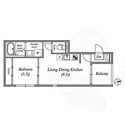 SmartTree伏見 1LDKの間取図画像