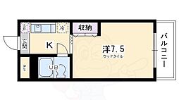 ヤングビレッジ嵯峨 1Kの間取図画像